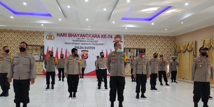 Gladi bersih upacara peringatan HUT Bayangkara ke 74 di Polda Banten